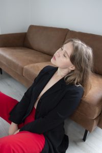 Woman sitting on the floor